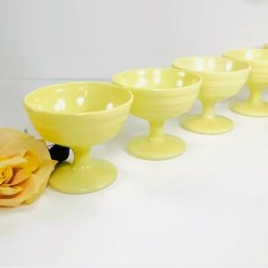 Hazel-Atlas Yellow Pedestal Dessert Bowls